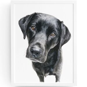 Watercolor Black Labrador Retriever Dog Portrait Wall Art Print, Unframed